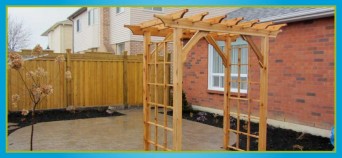 wooden fence and arbor