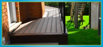 wooden deck with metal railing