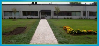 interlocking stone walkway leading to business