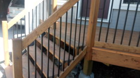newly constructed wooden deck stairs